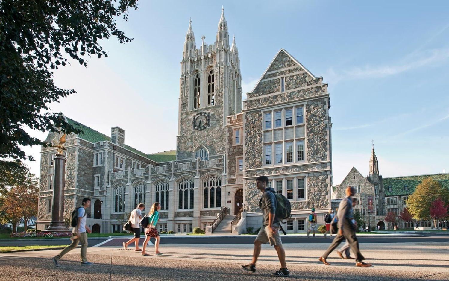 Students walking in front of Gasson